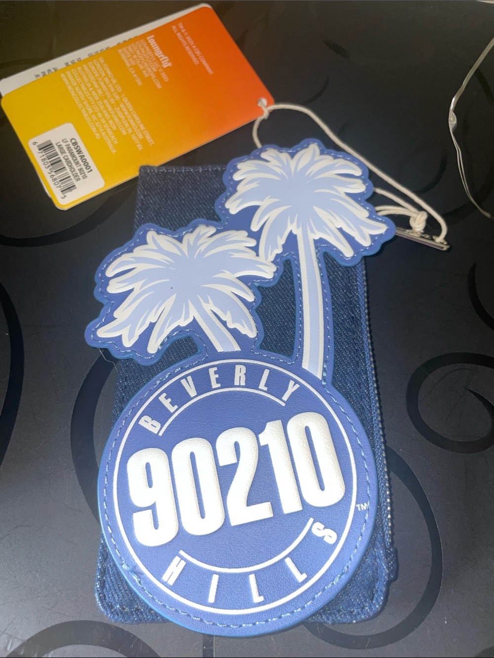 90210 Beverly Hills Palm Tree Denim Large Cardholder
